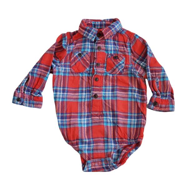 OshKosh B'gosh Other - 2 FOR $5 SALE Boy's 24 Month Red And Blue  Plaid Flannel One Piece Top